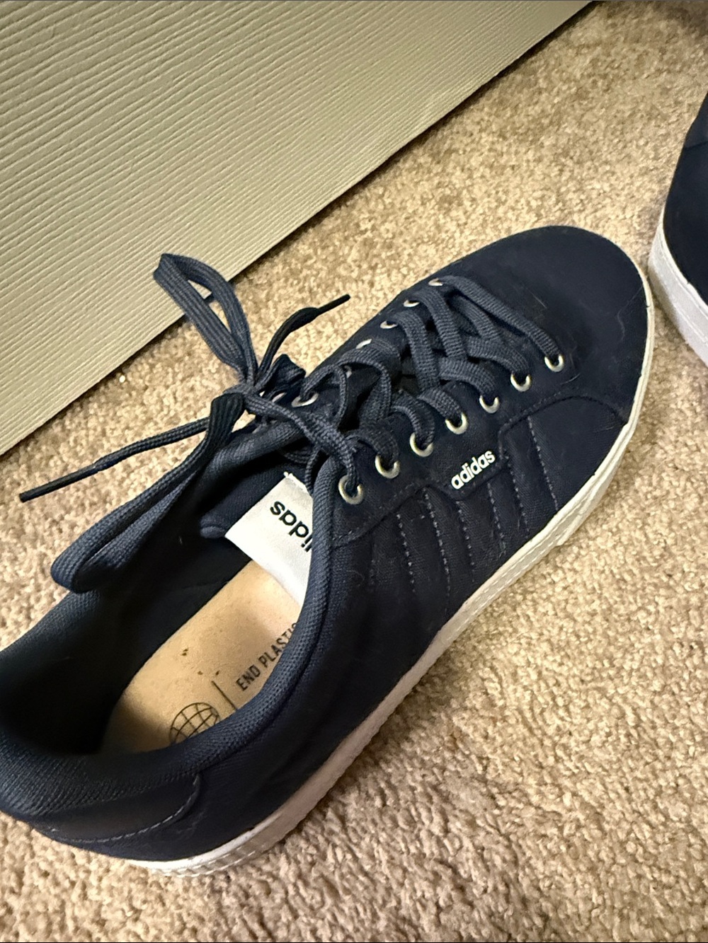 adidas Navy Canvas Low-Top Lace-Up Sneakers - Picture 2 of 7